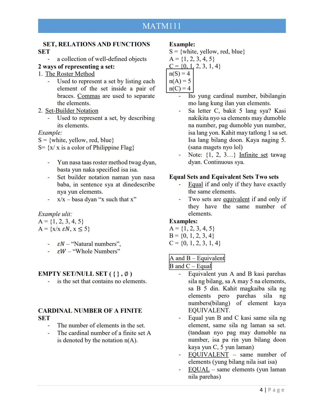 Coverage:
1. Nature of Mathematics
2. Language of Mathematics
3. Sets, Relation and Functions
4. Fundamentals of Logic
5. Problem-solving
Ma