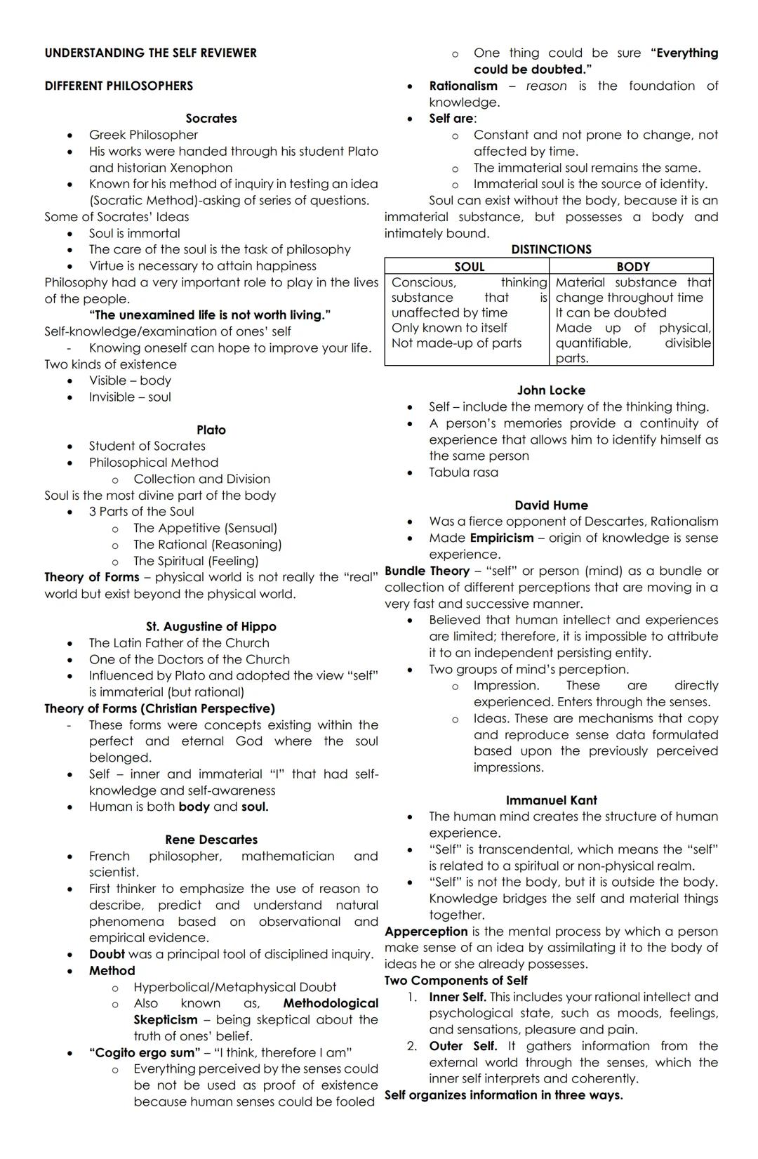 UNDERSTANDING THE SELF REVIEWER
DIFFERENT PHILOSOPHERS
Socrates
- Greek Philosopher
- His works were handed through his student Plato and hi
