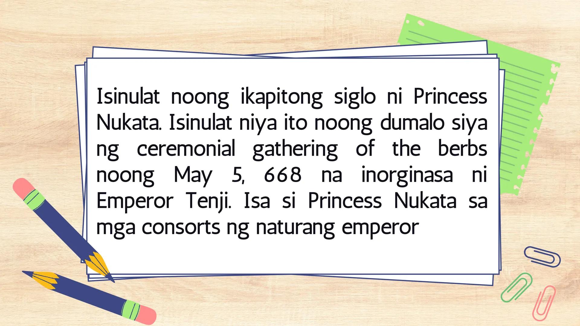 # FILIPINO 9
Ikalawang Markahan MGA KASANAYANG DAPAT MONG MATUTUHAN:
• Nasusuri ang pagkakaiba at pagkakatulad ng estilo ng pagbuo ng tanka