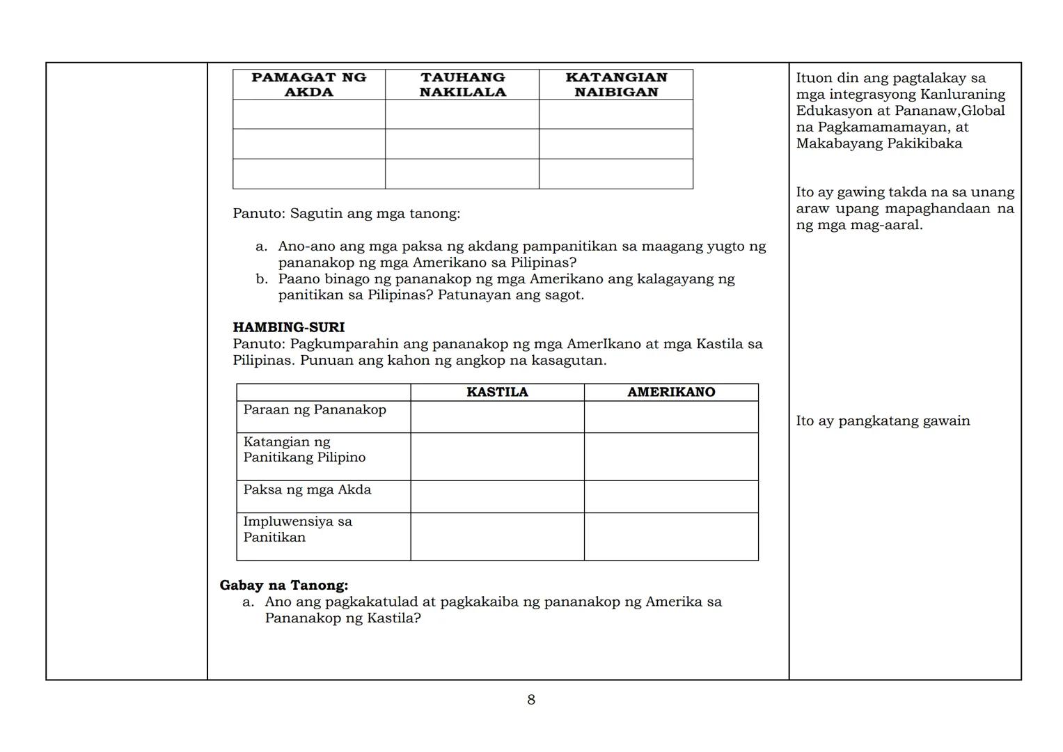 8
Modelong Banghay Aralin
sa Filipino
Kuwarter 2
Aralin
1
IMPLEMENTATION OF THE MATATAG K TO 10 CURRICULUM
DepED
DEPARTMENT OF EDUCATION
PAG