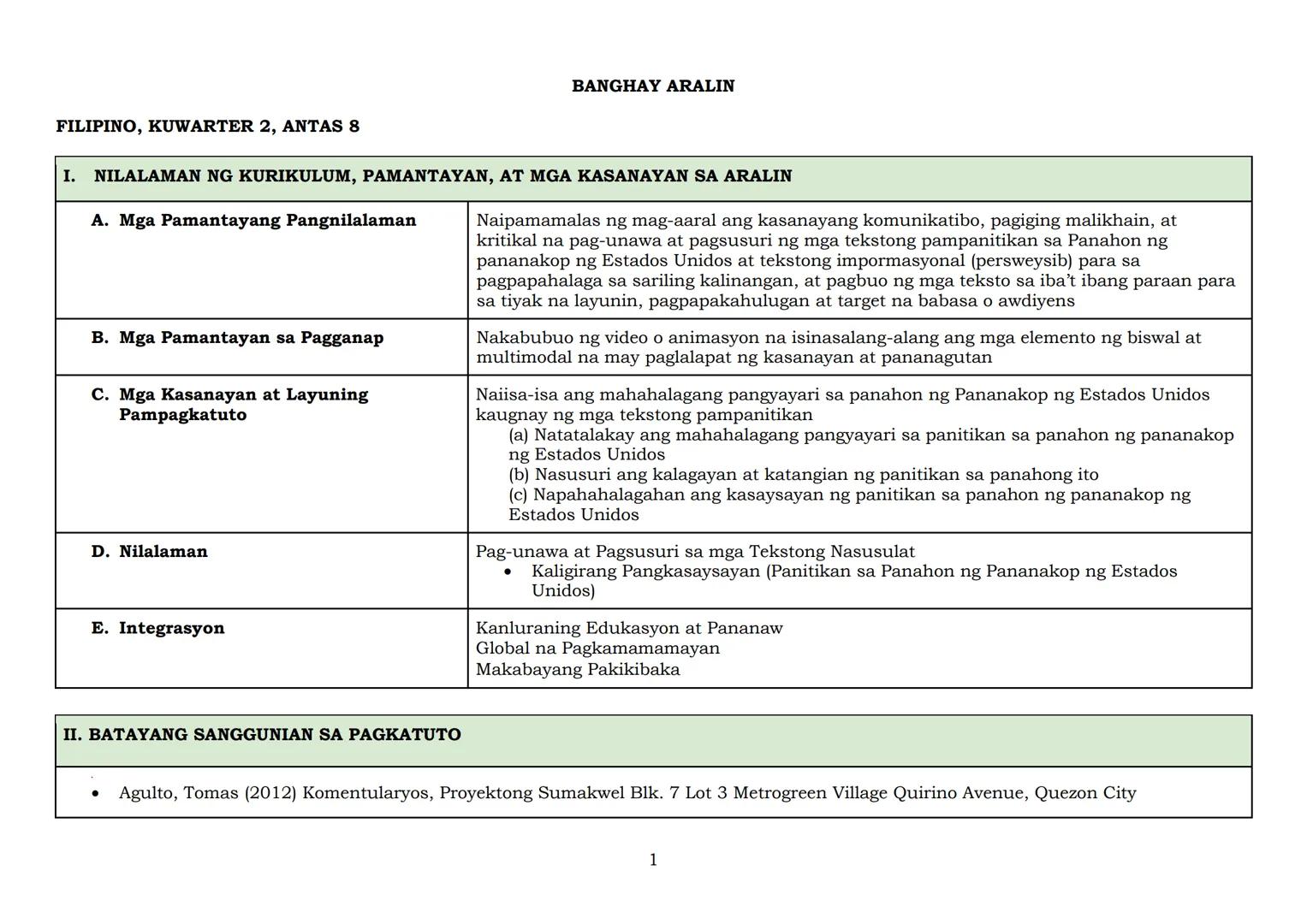 8
Modelong Banghay Aralin
sa Filipino
Kuwarter 2
Aralin
1
IMPLEMENTATION OF THE MATATAG K TO 10 CURRICULUM
DepED
DEPARTMENT OF EDUCATION
PAG