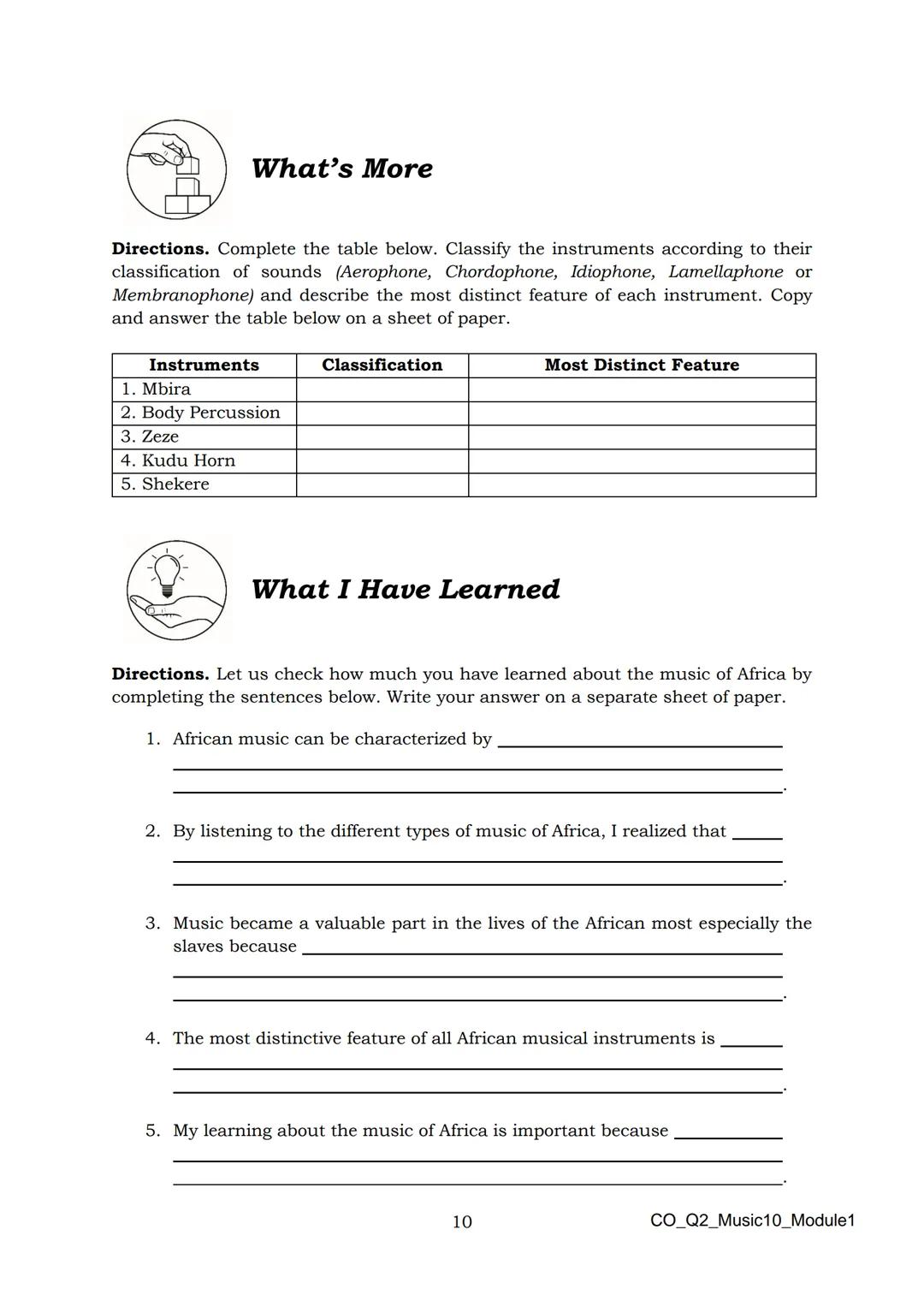 10
DepED
DEPARTMENT OF EDUCATION
Music
Quarter 2 - Module 1:
Afro-Latin American
and Popular Music
CO_Q2_Music10_Module1
ALTERNATIVE DELI