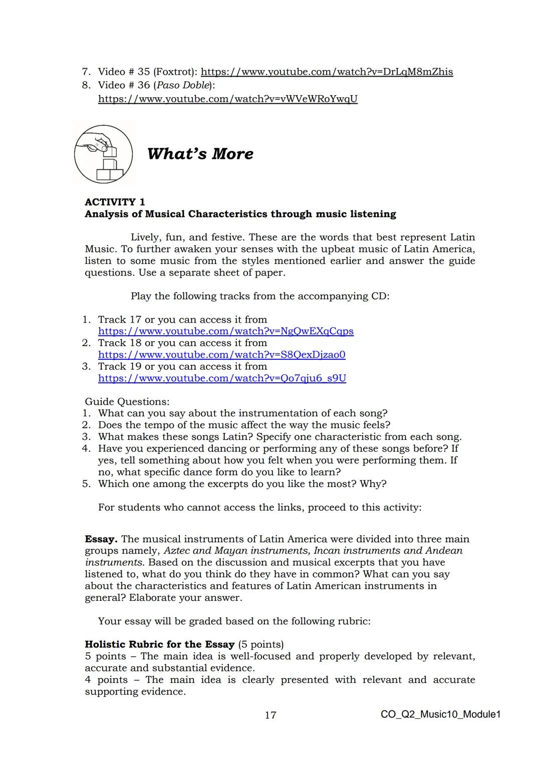 10
DepED
DEPARTMENT OF EDUCATION
Music
Quarter 2 - Module 1:
Afro-Latin American
and Popular Music
CO_Q2_Music10_Module1
ALTERNATIVE DELI
