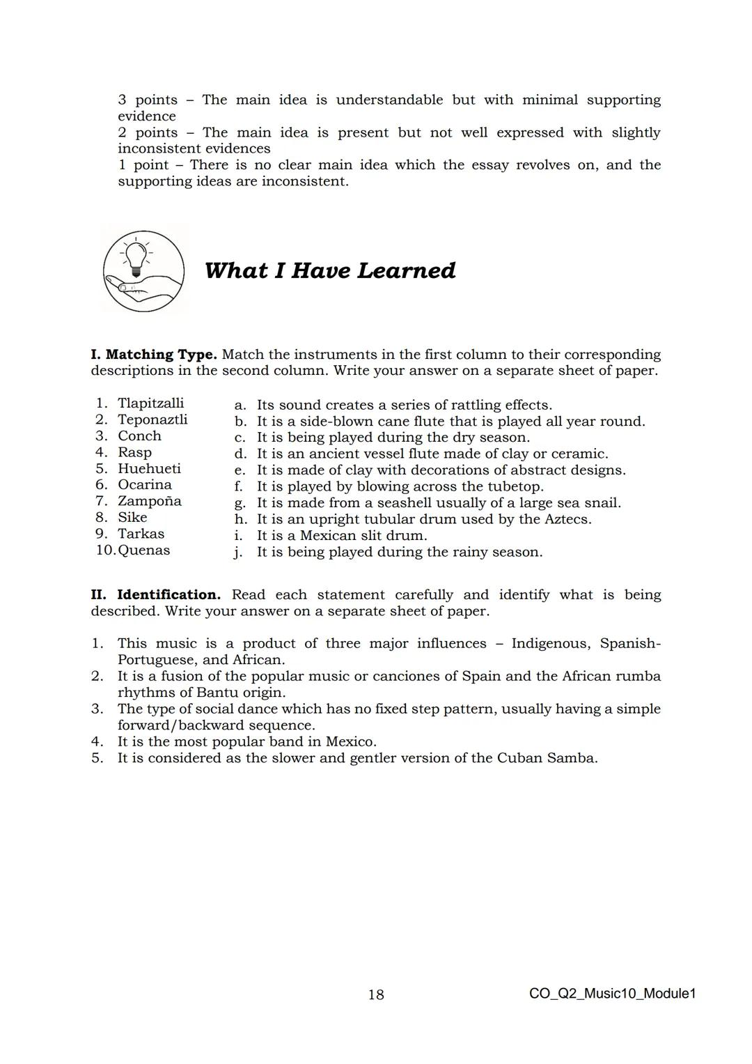 10
DepED
DEPARTMENT OF EDUCATION
Music
Quarter 2 - Module 1:
Afro-Latin American
and Popular Music
CO_Q2_Music10_Module1
ALTERNATIVE DELI