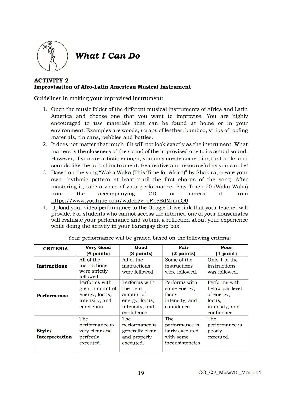 10
DepED
DEPARTMENT OF EDUCATION
Music
Quarter 2 - Module 1:
Afro-Latin American
and Popular Music
CO_Q2_Music10_Module1
ALTERNATIVE DELI