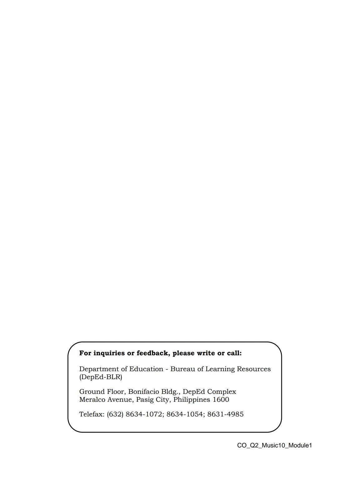 10
DepED
DEPARTMENT OF EDUCATION
Music
Quarter 2 - Module 1:
Afro-Latin American
and Popular Music
CO_Q2_Music10_Module1
ALTERNATIVE DELI