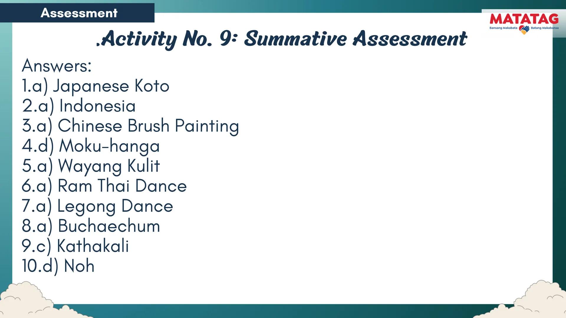 DepED
Q2 Music and Arts Week 3-4
TRADITIONAL
MATATAG
Bansang Makabata Batang Makabansa
ASIAN FOLK ARTS
AND NEW CREATIVE
TRENDS # Learn