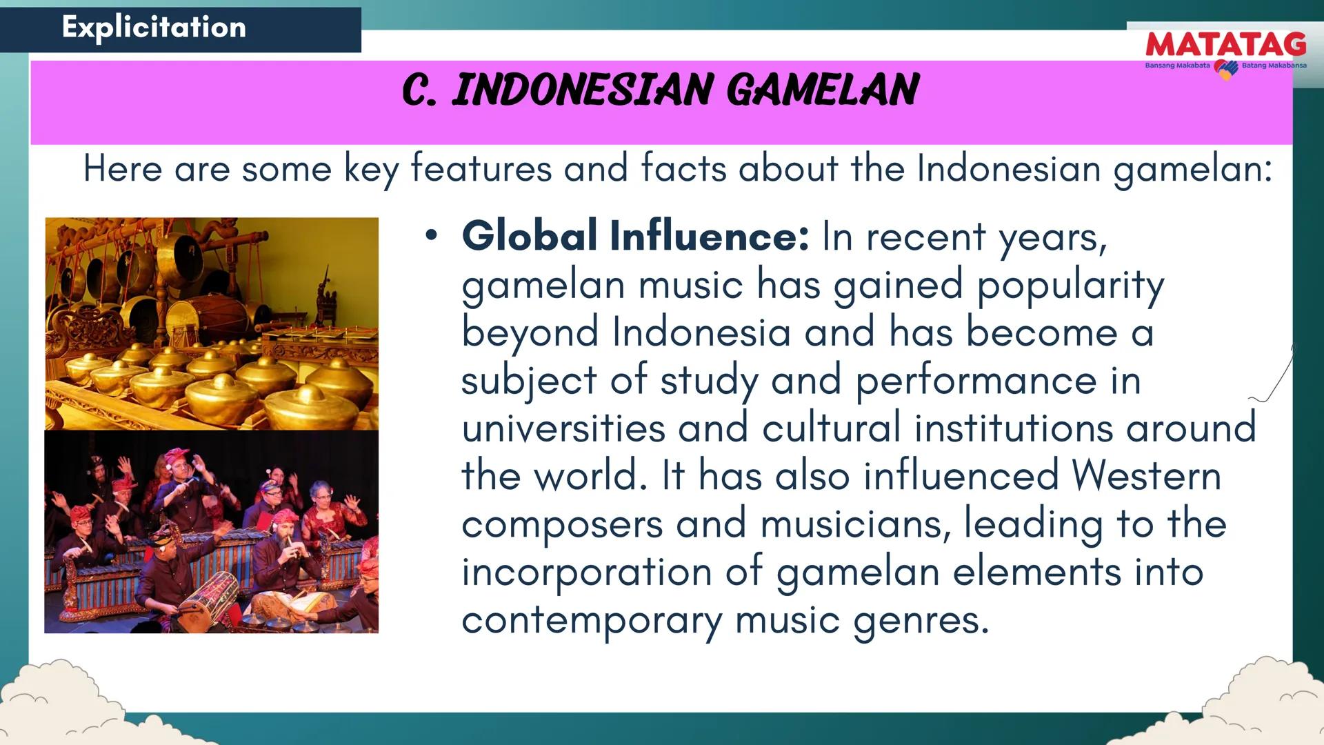 DepED
Q2 Music and Arts Week 3-4
TRADITIONAL
MATATAG
Bansang Makabata Batang Makabansa
ASIAN FOLK ARTS
AND NEW CREATIVE
TRENDS # Learn