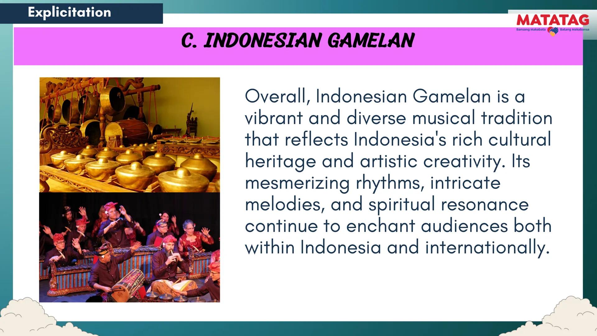 DepED
Q2 Music and Arts Week 3-4
TRADITIONAL
MATATAG
Bansang Makabata Batang Makabansa
ASIAN FOLK ARTS
AND NEW CREATIVE
TRENDS # Learn