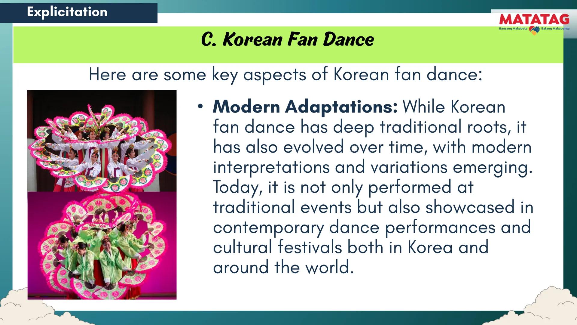 DepED
Q2 Music and Arts Week 3-4
TRADITIONAL
MATATAG
Bansang Makabata Batang Makabansa
ASIAN FOLK ARTS
AND NEW CREATIVE
TRENDS # Learn