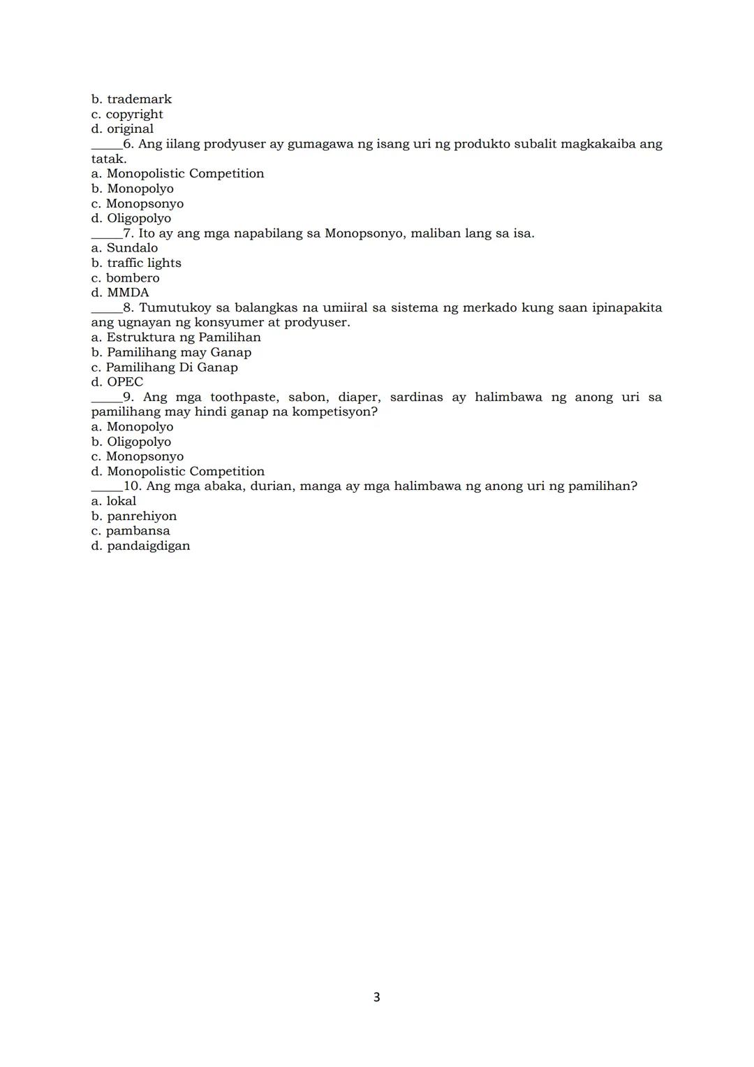 # ARALING PANLIPUNAN 9 (EKONOMIKS)
BLENDED LEARNING ACTIVITY: October 15, 2025
Pamantayan sa Pampagkatuto:
Ang mga mag-aaral ay nakapagsus