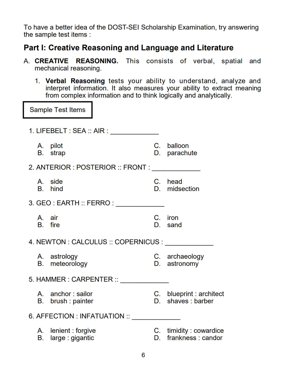 NOT FOR SALE
PRIMER
on the DOST-SEI
Science and Technology
UNDERGRADUATE
SCHOLARSHIP
ΕΧΑΜΙΝΑΤΙΟΝ
Department of Science and Technology
S