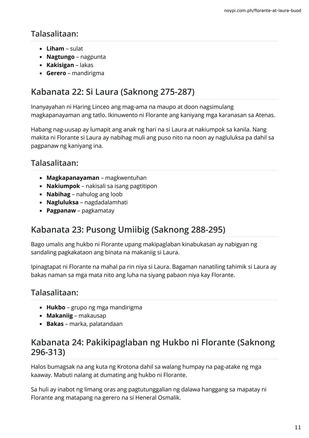 FRANCISCO BALAGTAS
FLORANTE AT
LAURA BUOD NG
BAWAT
ΚΑΒΑΝΑΤΑ
(1-30 with Talasalitaan)
⚫⚫noypi.com.ph noypi.com.ph/florante-at-laura-buod
A