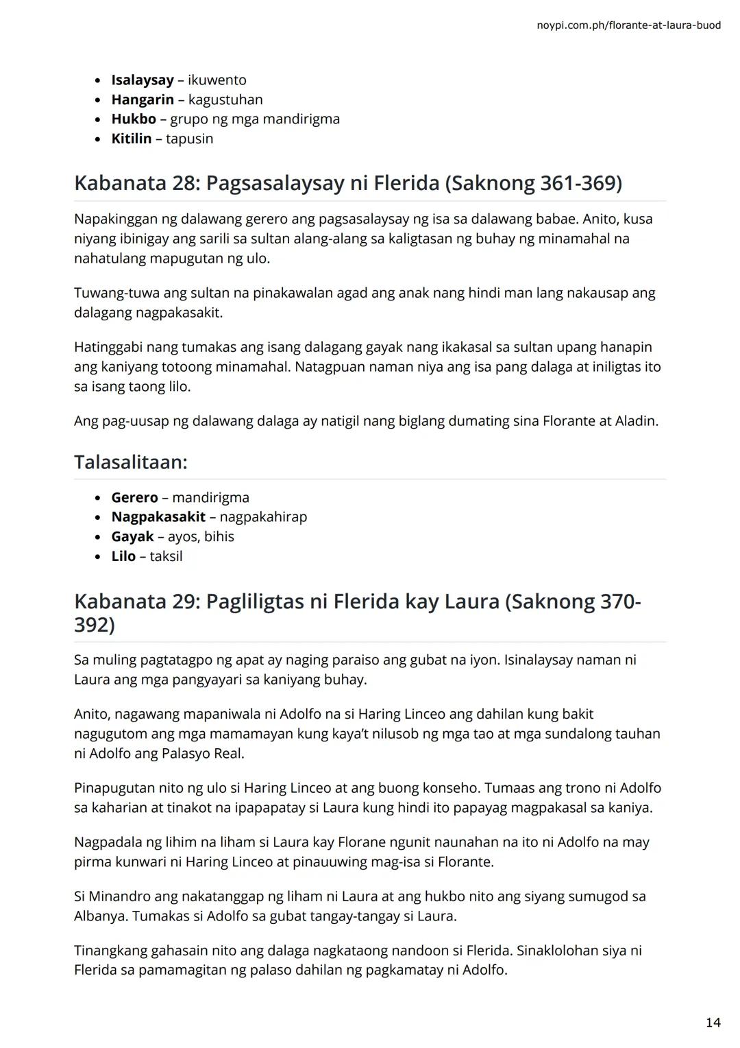 FRANCISCO BALAGTAS
FLORANTE AT
LAURA BUOD NG
BAWAT
ΚΑΒΑΝΑΤΑ
(1-30 with Talasalitaan)
⚫⚫noypi.com.ph noypi.com.ph/florante-at-laura-buod
A