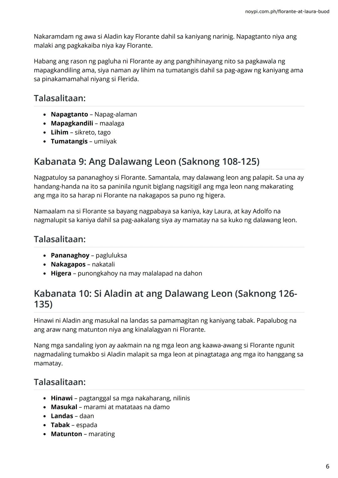 FRANCISCO BALAGTAS
FLORANTE AT
LAURA BUOD NG
BAWAT
ΚΑΒΑΝΑΤΑ
(1-30 with Talasalitaan)
⚫⚫noypi.com.ph noypi.com.ph/florante-at-laura-buod
A