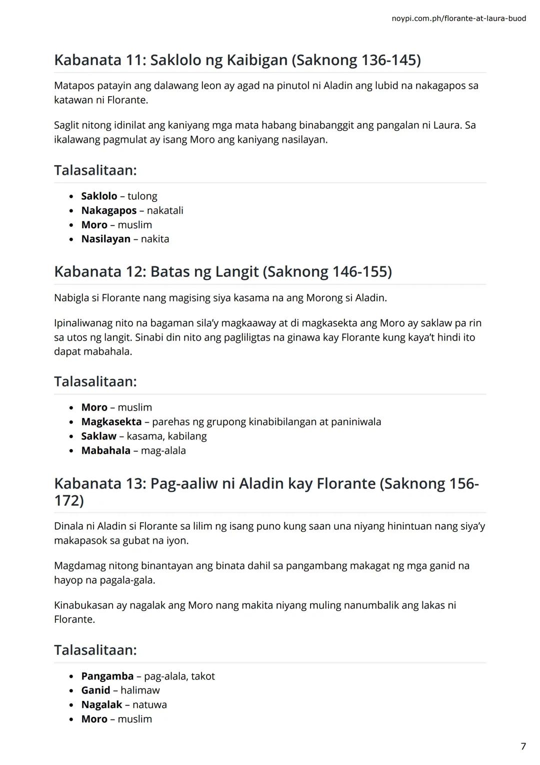 FRANCISCO BALAGTAS
FLORANTE AT
LAURA BUOD NG
BAWAT
ΚΑΒΑΝΑΤΑ
(1-30 with Talasalitaan)
⚫⚫noypi.com.ph noypi.com.ph/florante-at-laura-buod
A