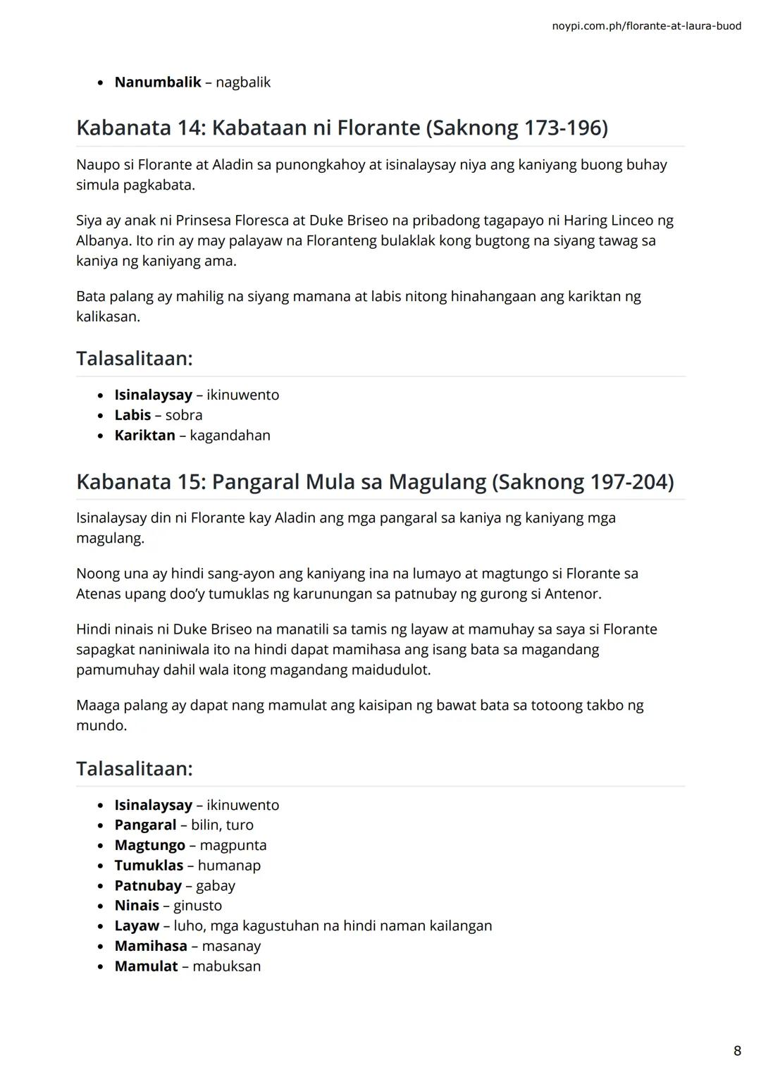 FRANCISCO BALAGTAS
FLORANTE AT
LAURA BUOD NG
BAWAT
ΚΑΒΑΝΑΤΑ
(1-30 with Talasalitaan)
⚫⚫noypi.com.ph noypi.com.ph/florante-at-laura-buod
A