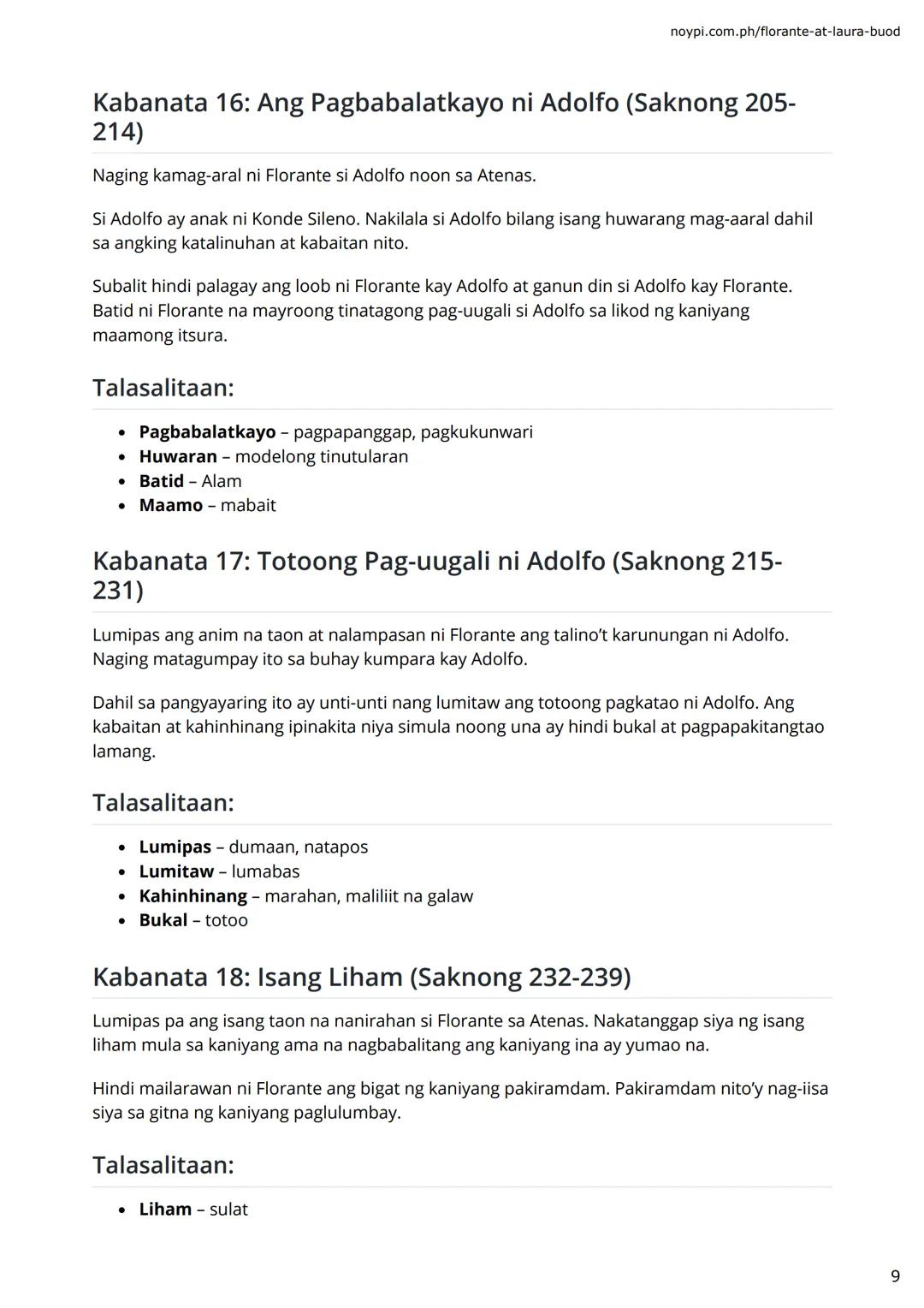 FRANCISCO BALAGTAS
FLORANTE AT
LAURA BUOD NG
BAWAT
ΚΑΒΑΝΑΤΑ
(1-30 with Talasalitaan)
⚫⚫noypi.com.ph noypi.com.ph/florante-at-laura-buod
A