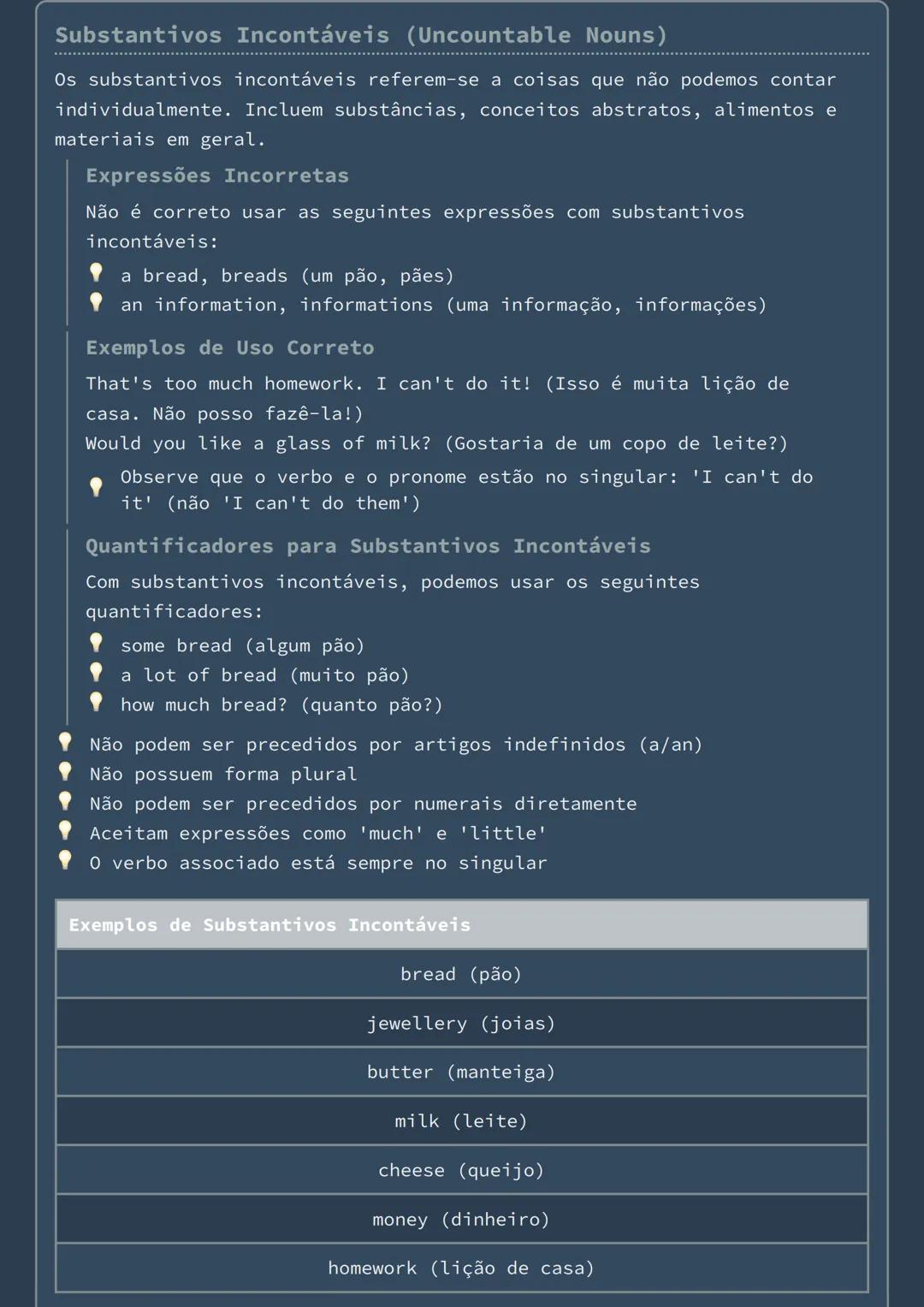 # Substantivos Contáveis e Incontáveis
Introdução aos Substantivos Contáveis e Incontáveis
Na língua inglesa, os substantivos são classifi