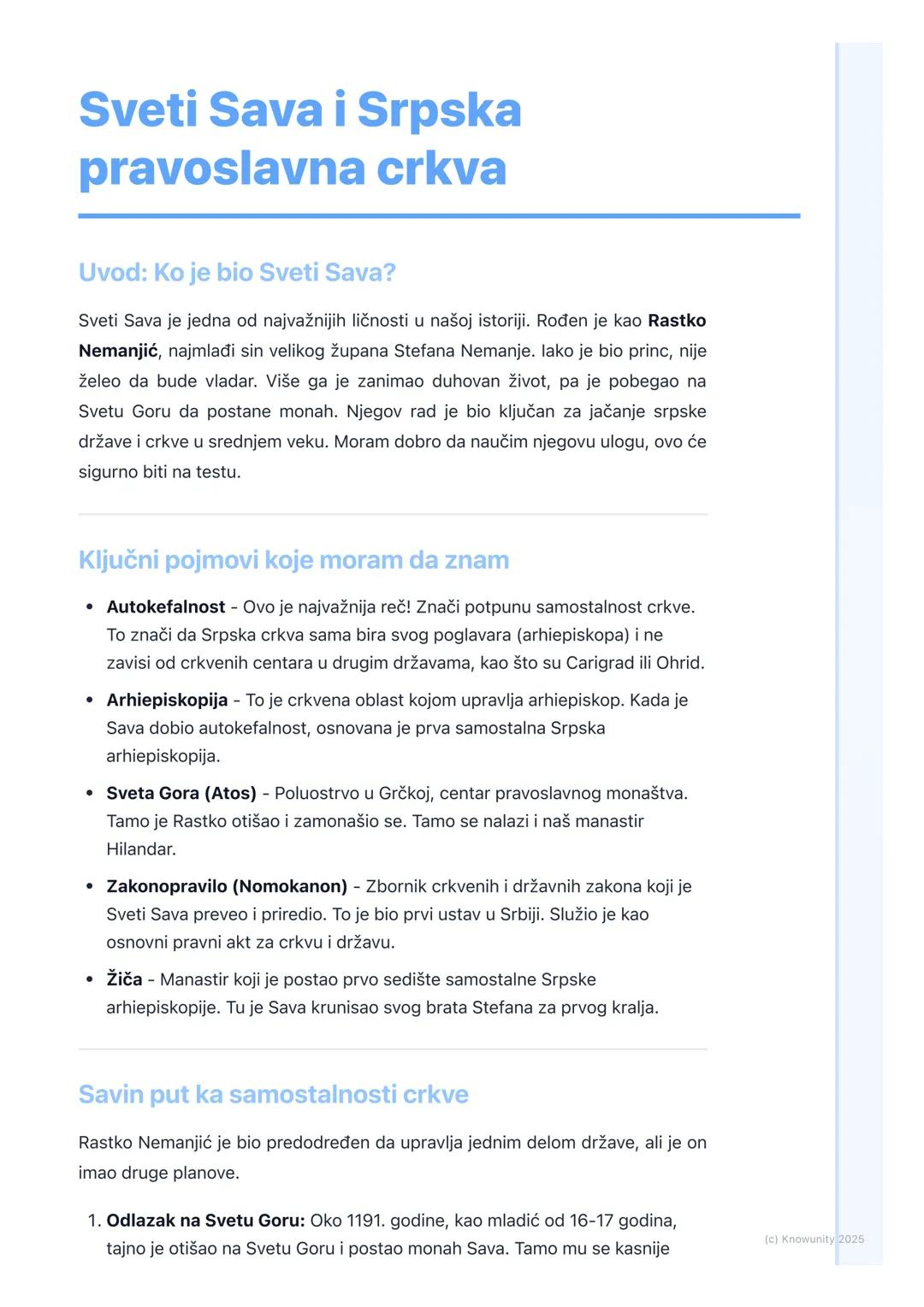 # Sveti Sava i Srpska
pravoslavna crkva
Uvod: Ko je bio Sveti Sava?
Sveti Sava je jedna od najvažnijih ličnosti u našoj istoriji. Rođen je