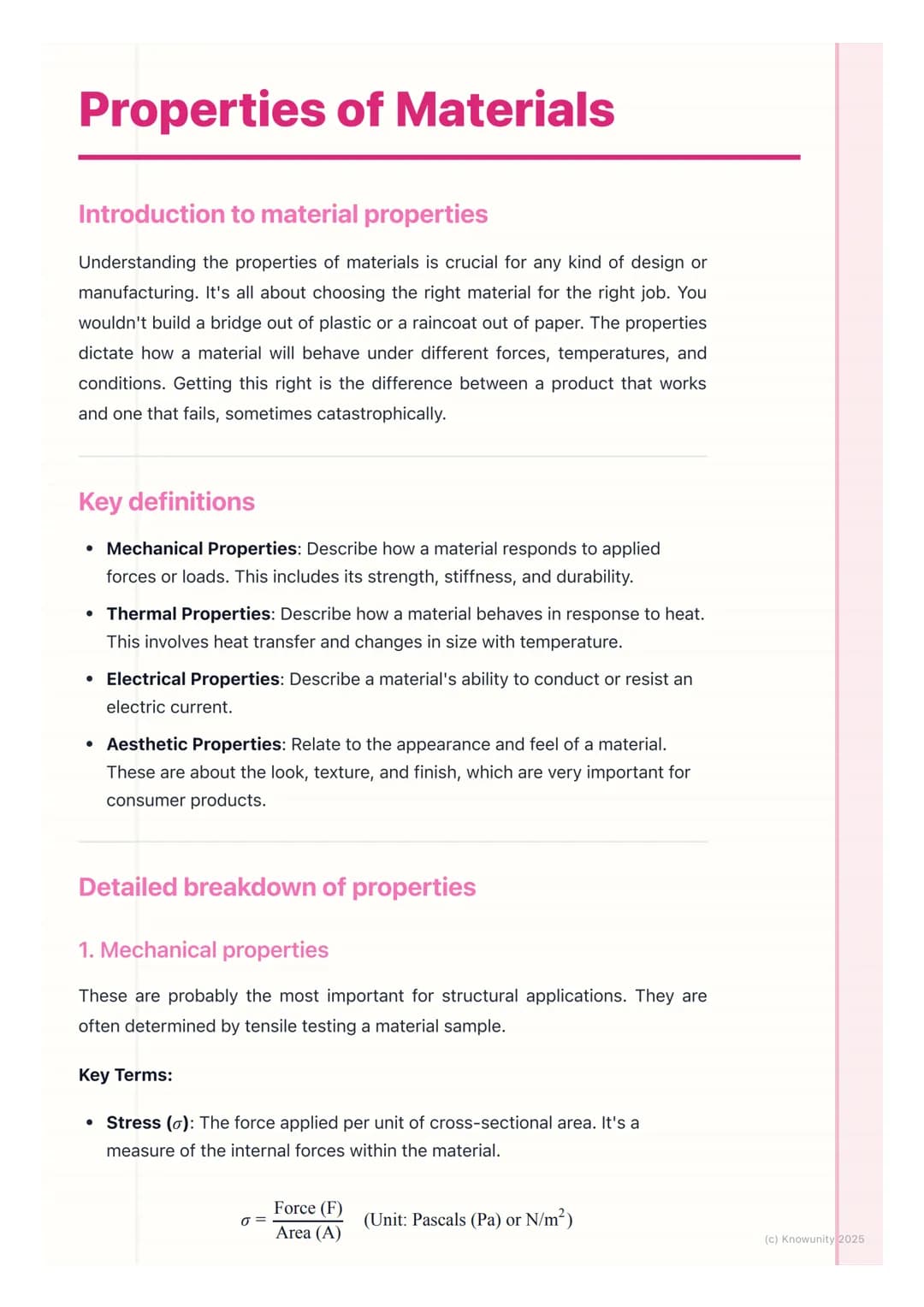 # Properties of Materials
## Introduction to material properties
Understanding the properties of materials is crucial for any kind of desi