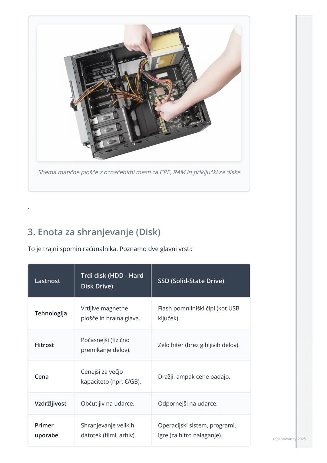 # Strojna oprema računalnika
## Uvod v strojno opremo
Strojna oprema (angl. hardware) so vsi fizični deli računalnika, ki se jih lahko
dot