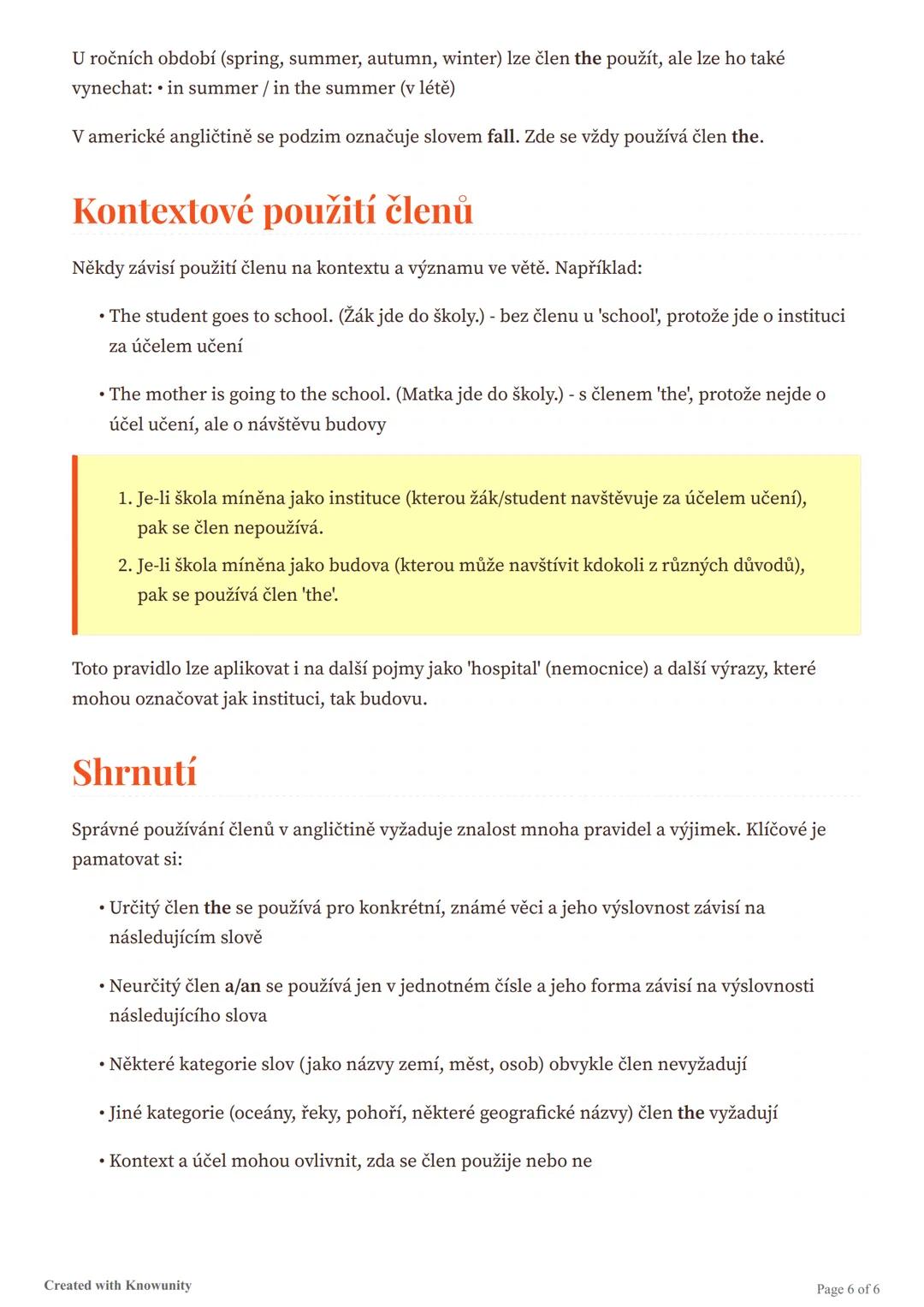 # Členy v angličtině
Vysvětlení určitého členu (the) a neurčitého členu (a/an) v angličtině, jejich použití a
výslovnost.
# Členy v anglič