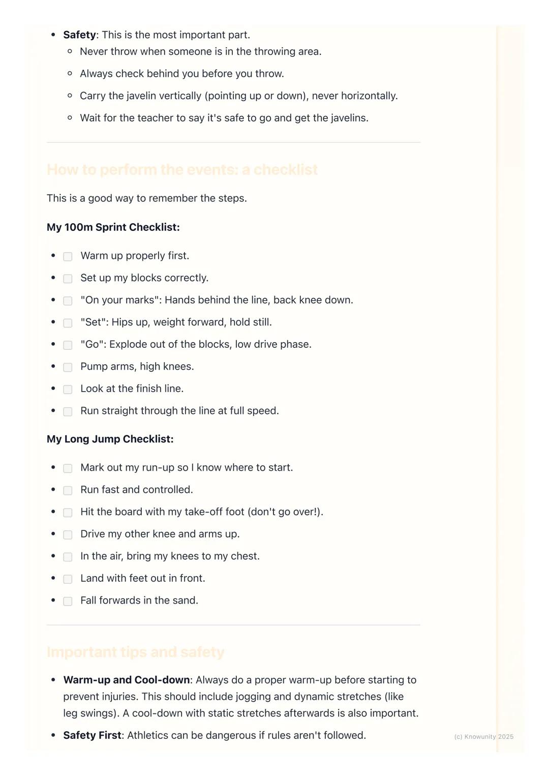 # Athletics (Track and Field)
Introduction to athletics
Athletics is also called 'Track and Field'. It's one of the oldest types of sports