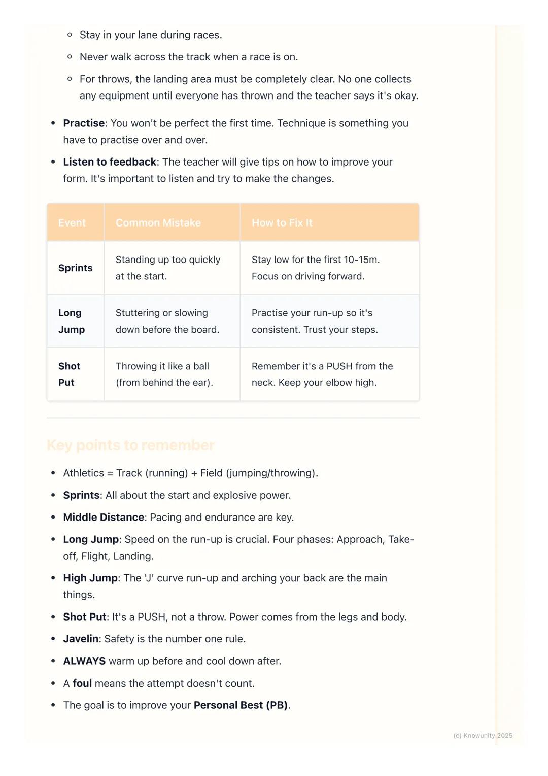 # Athletics (Track and Field)
Introduction to athletics
Athletics is also called 'Track and Field'. It's one of the oldest types of sports