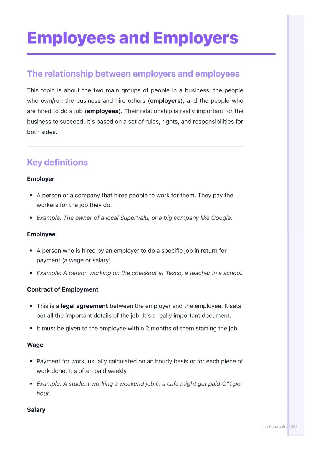 # Employees and Employers
## The relationship between employers and employees
This topic is about the two main groups of people in a busin