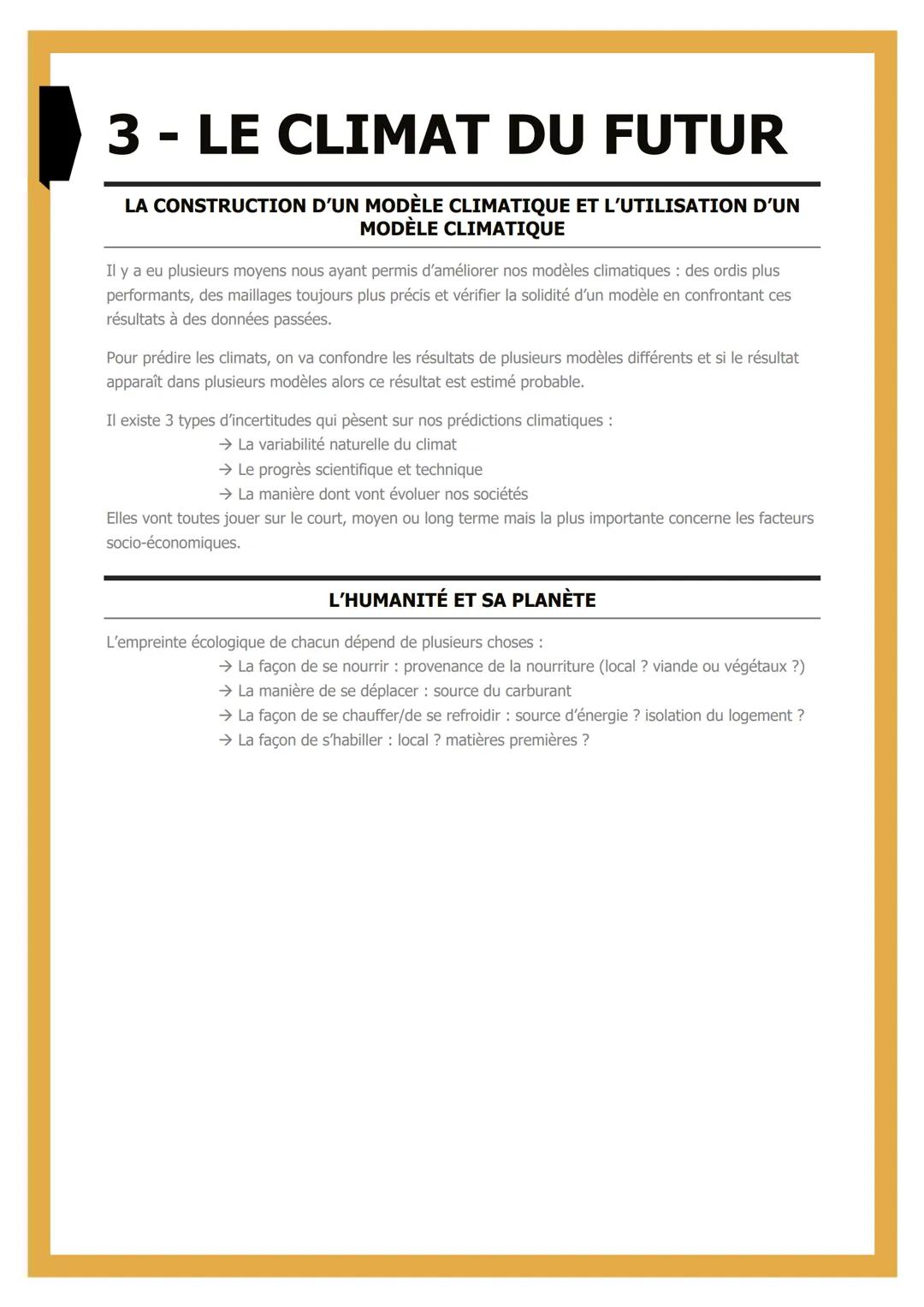# 3 - LE CLIMAT DU FUTUR
LA CONSTRUCTION D'UN MODÈLE CLIMATIQUE ET L'UTILISATION D'UN
MODÈLE CLIMATIQUE
Il y a eu plusieurs moyens nous ay