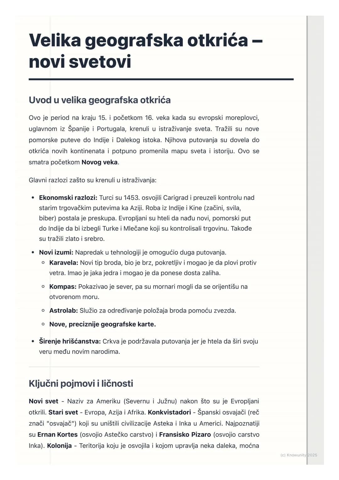# Velika geografska otkrića -
novi svetovi
Uvod u velika geografska otkrića
Ovo je period na kraju 15. i početkom 16. veka kada su evropsk