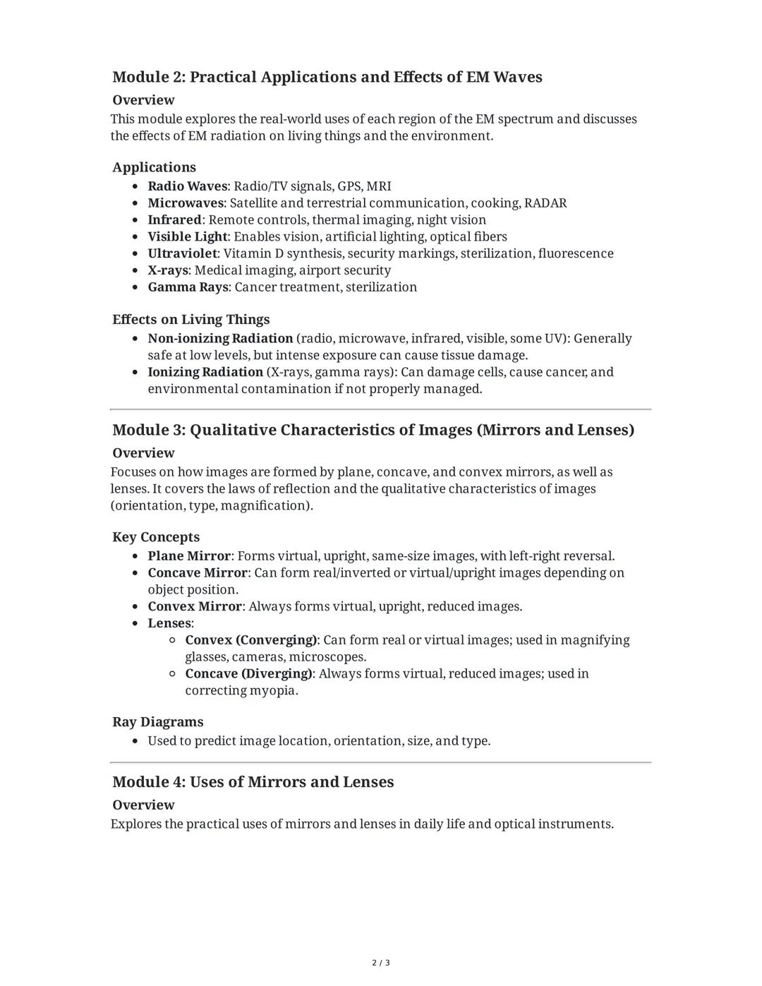 Science 10 - Quarter 2 Modules 1-5: Summary
Module 1: Different Forms of Electromagnetic (EM) Waves
Overview
This module introduces electrom