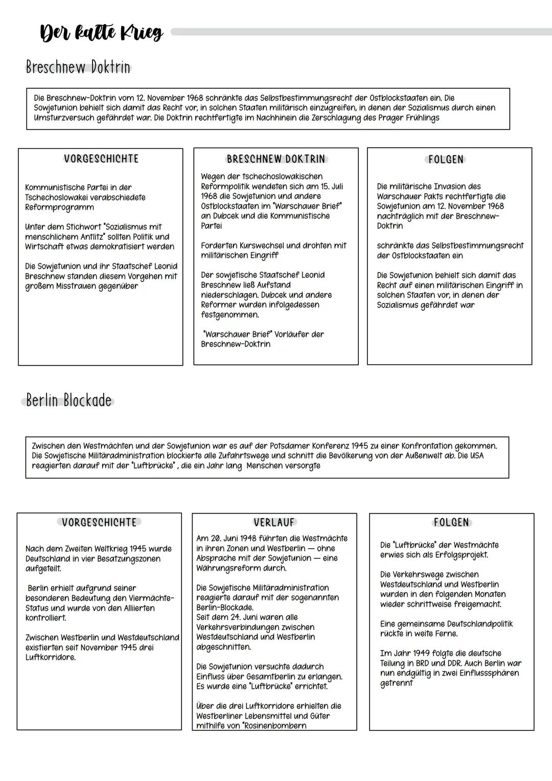 # Der kalte Krieg
## Breschnew Doktrin
Die Breschnew-Doktrin vom 12. November 1968 schränkte das Selbstbestimmungsrecht der Ostblockstaate