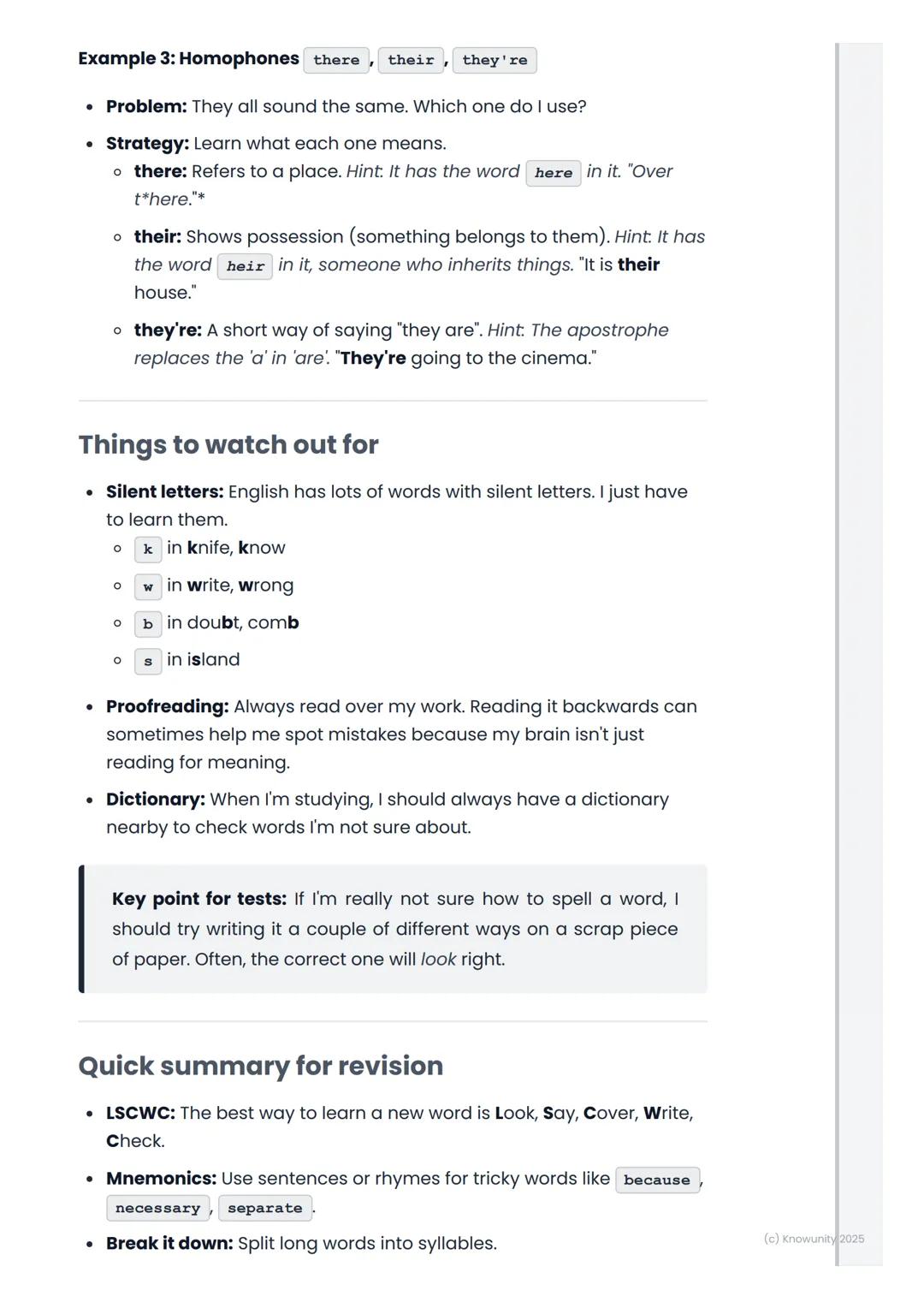 # Spelling Strategies
Introduction to spelling strategies
Good spelling is really important for all my subjects, not just English.
When my