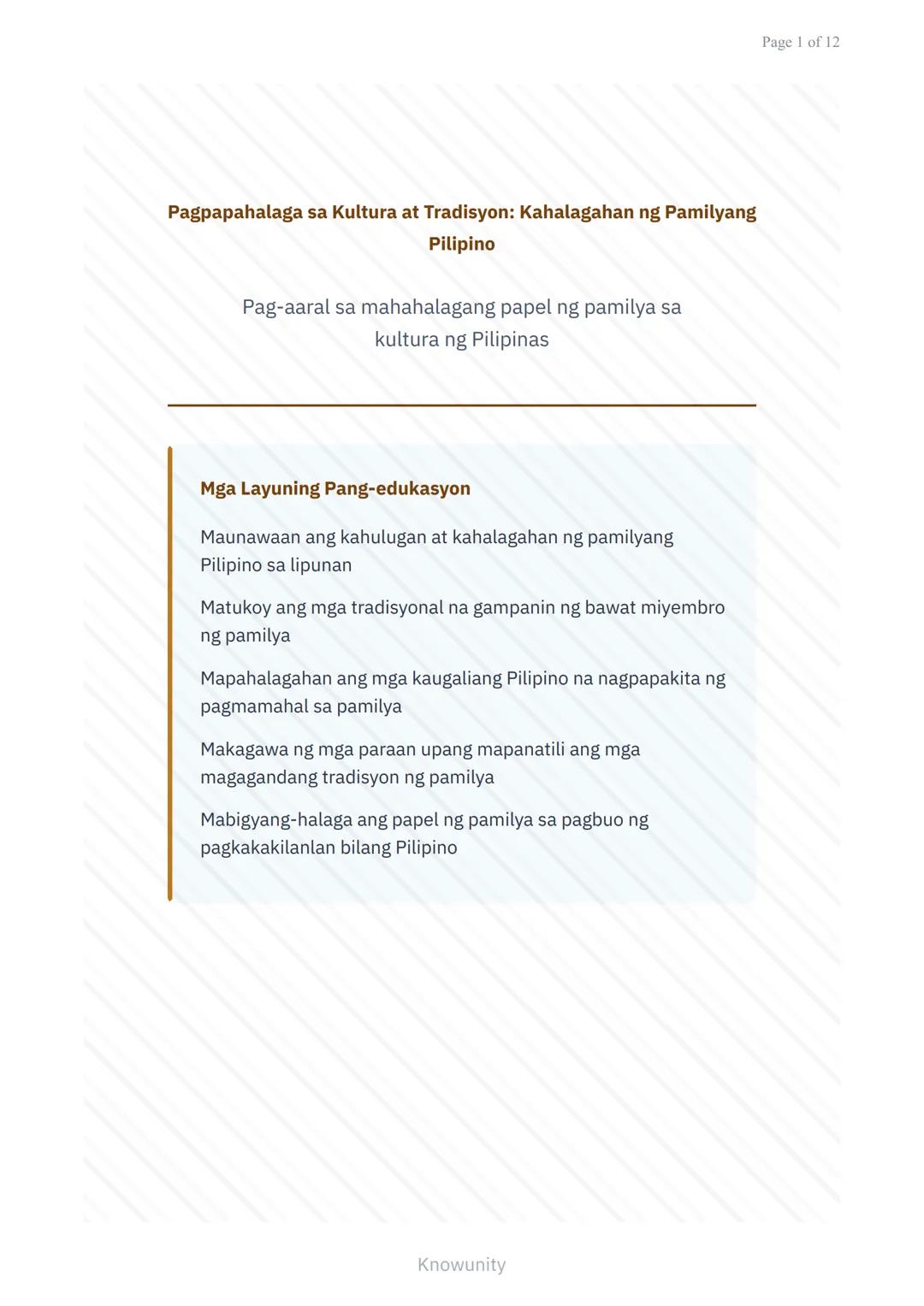 Pagpapahalaga sa Kultura at Tradisyon: Kahalagahan ng Pamilyang Pilipino