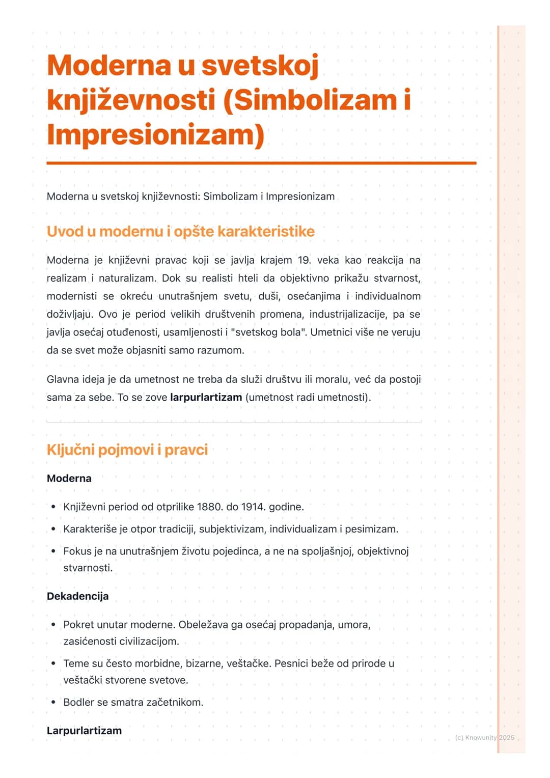 # Moderna u svetskoj
književnosti (Simbolizam i
Impresionizam)
Moderna u svetskoj književnosti: Simbolizam i Impresionizam
Uvod u modernu