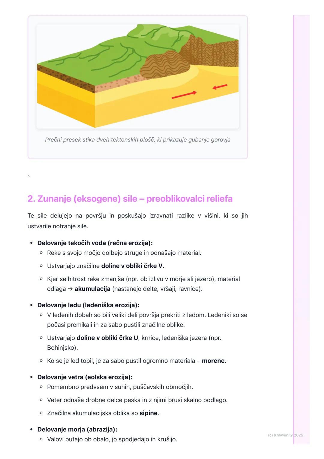 # Oblikovanje površja
Splošno o oblikovanju površja
Zemeljsko površje se nenehno spreminja. Ni statično. Na videz trdna tla pod
našimi nog