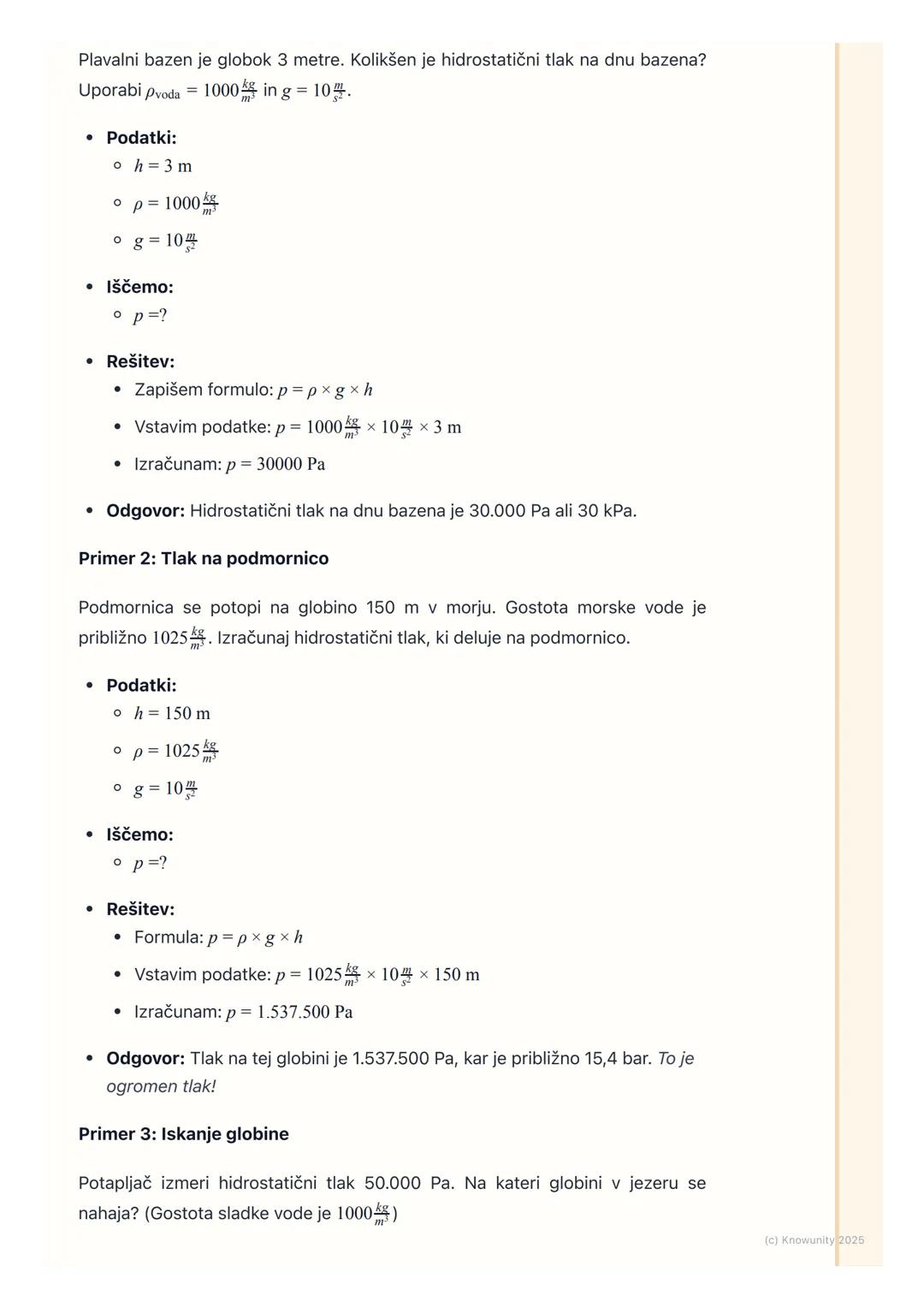 # Tlak v tekočinah
Uvod in osnove
Tlak v tekočinah je sila, s katero tekočina pritiska na ploskev. To se zgodi zaradi
teže tekočine. Preds