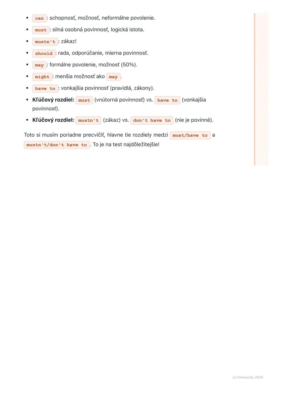 # Modálne slovesá (Modal
Verbs)
1. Prehľad modálnych slovies
Modálne slovesá sú v angličtine super dôležité! Sú to také špeciálne slovesá,