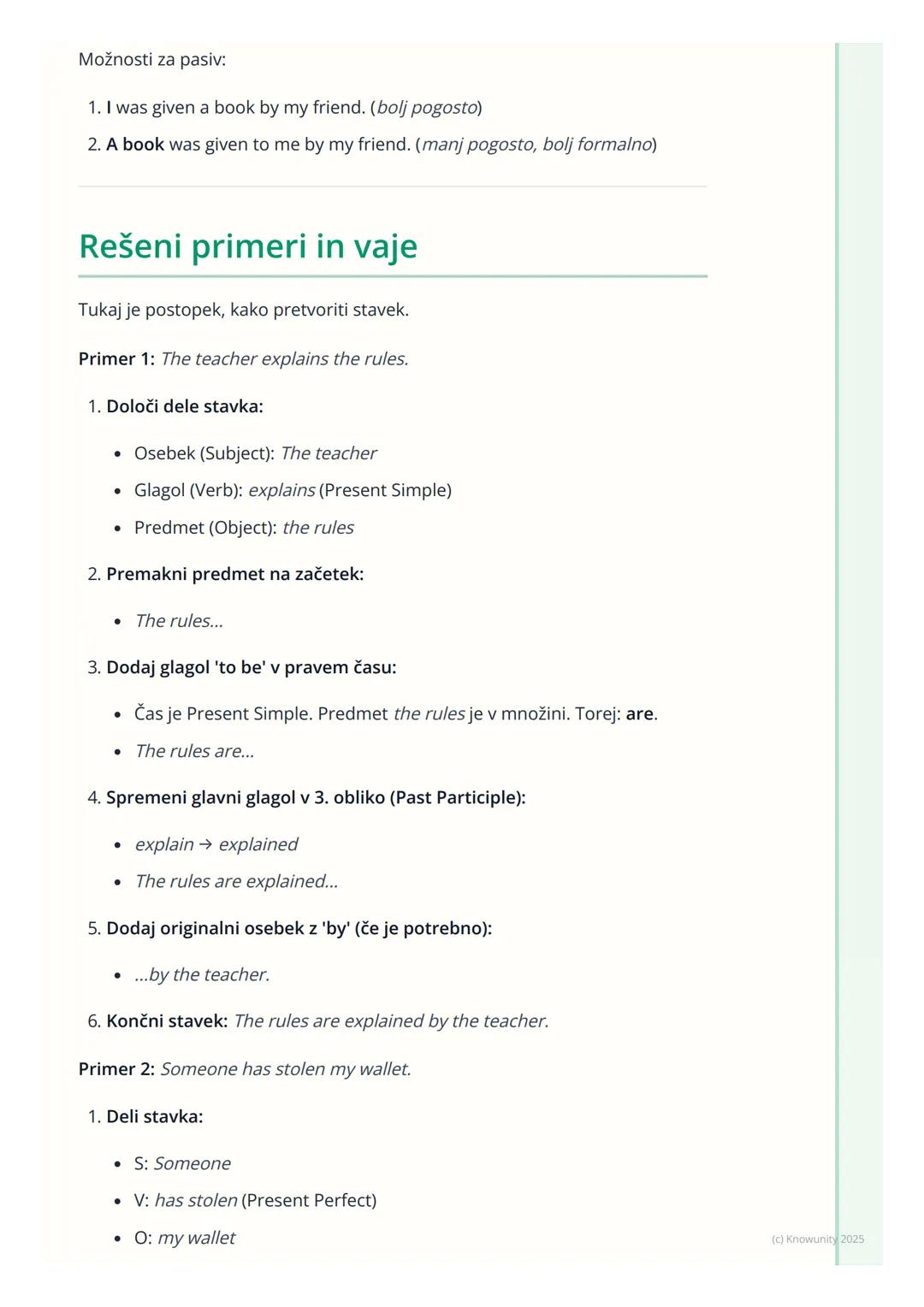 # Trpnik (Passive Voice)
Uvod v trpnik (Passive voice)
Trpnik ali pasiv je glagolska oblika, pri kateri osebek ni vršilec dejanja, ampak
j
