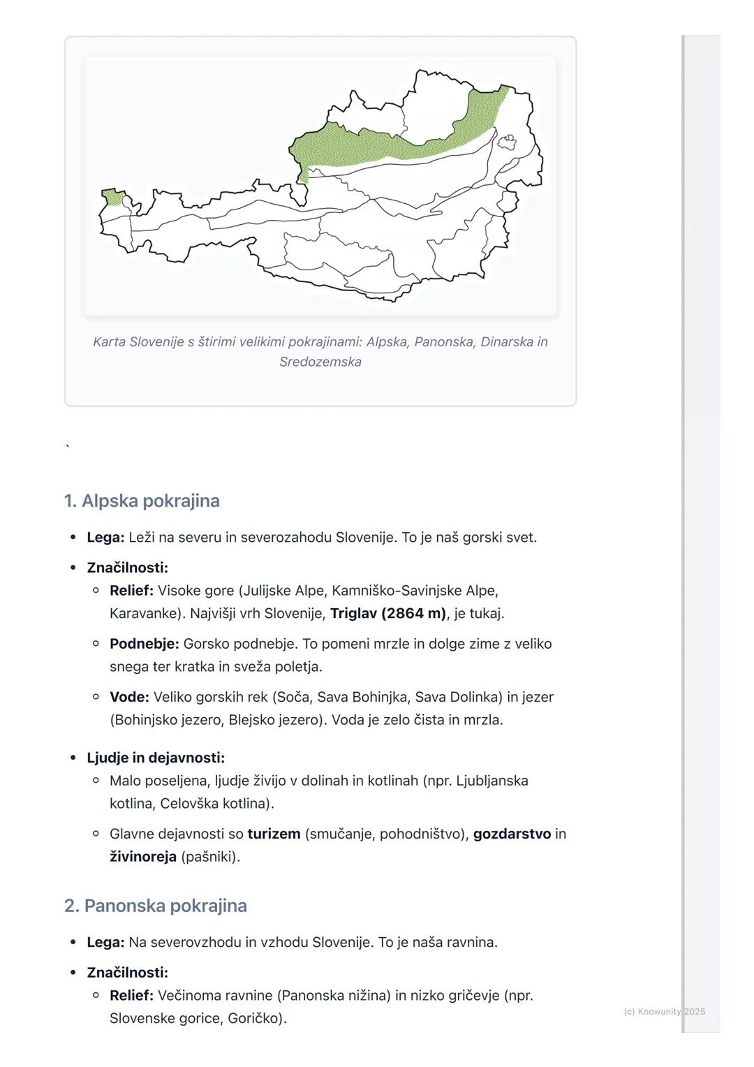 # Pokrajine Slovenije (osnovna
delitev in značilnosti)
Uvod v pokrajine Slovenije
Slovenija je majhna država, ampak je zelo raznolika. To