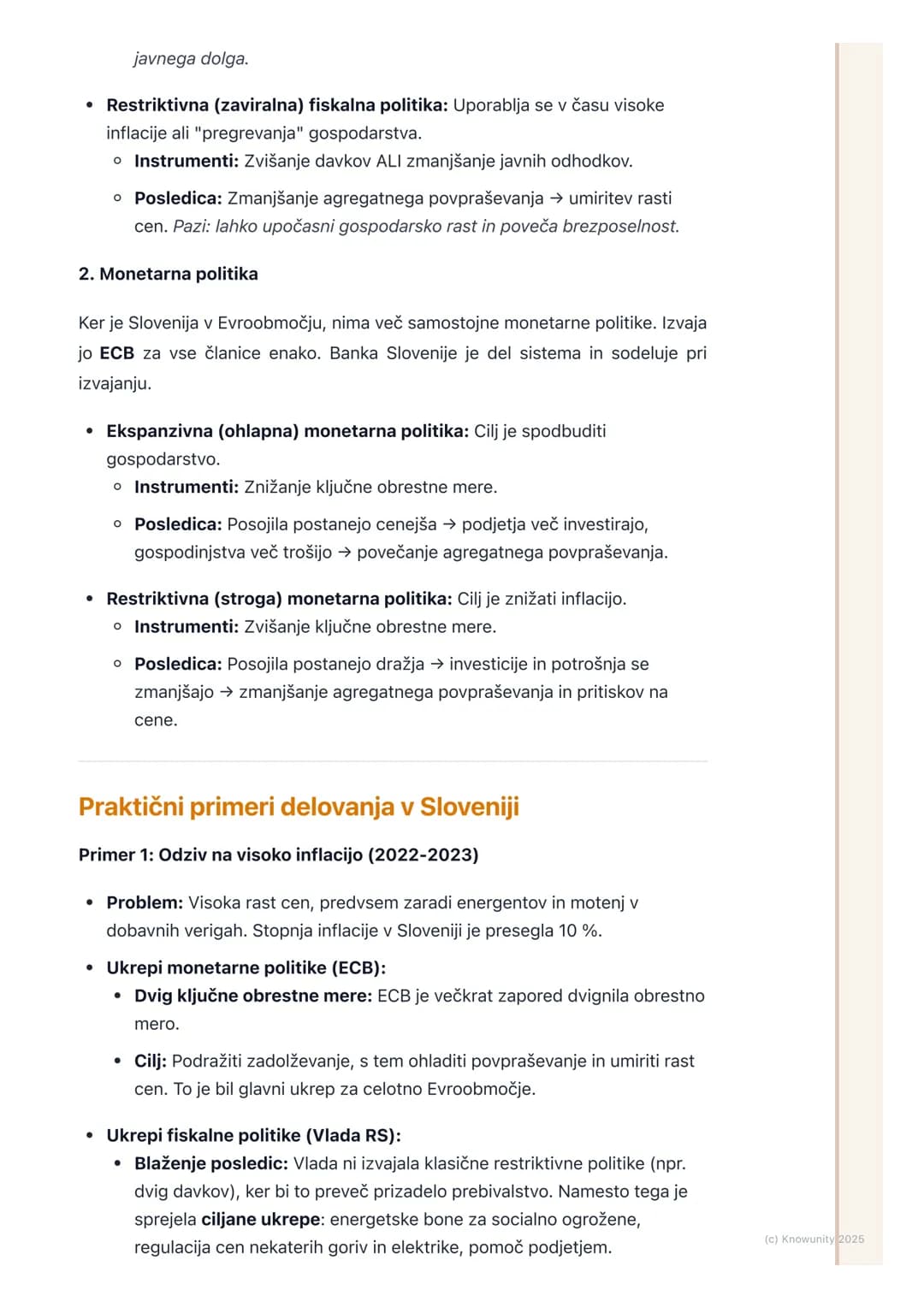 # Ekonomska politika v Sloveniji
Pregled ekonomske politike
Ekonomska politika je skupek ukrepov, s katerimi država (nosilci ekonomske
pol