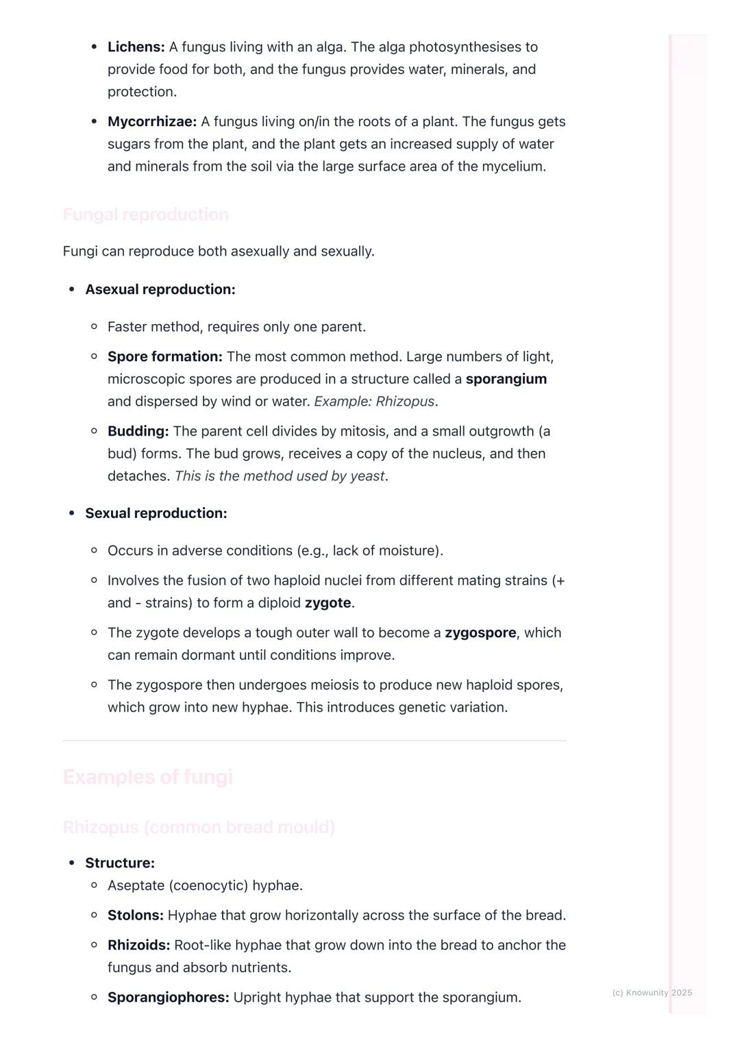 # Fungi
General characteristics of fungi
Fungi are a unique kingdom of organisms, separate from plants and animals.
They are eukaryotic, m