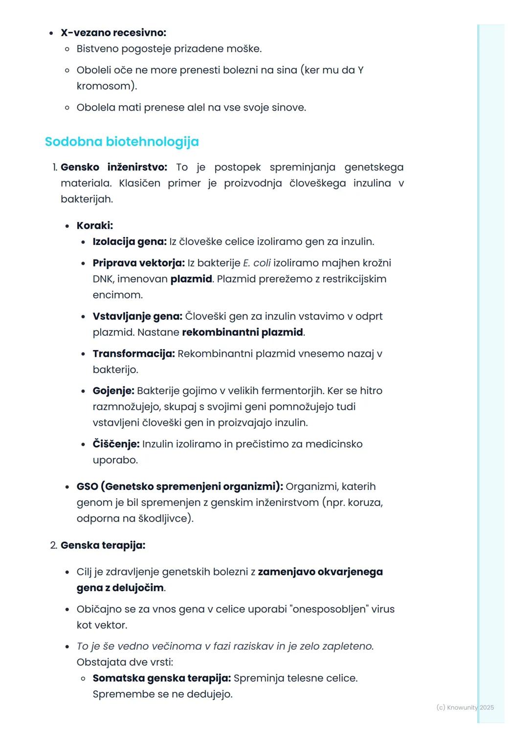 # Človeška genetika in
biotehnologija
Človeška genetika - osnove
Človeška genetika preučuje dedovanje lastnosti pri ljudeh. To vključuje
v