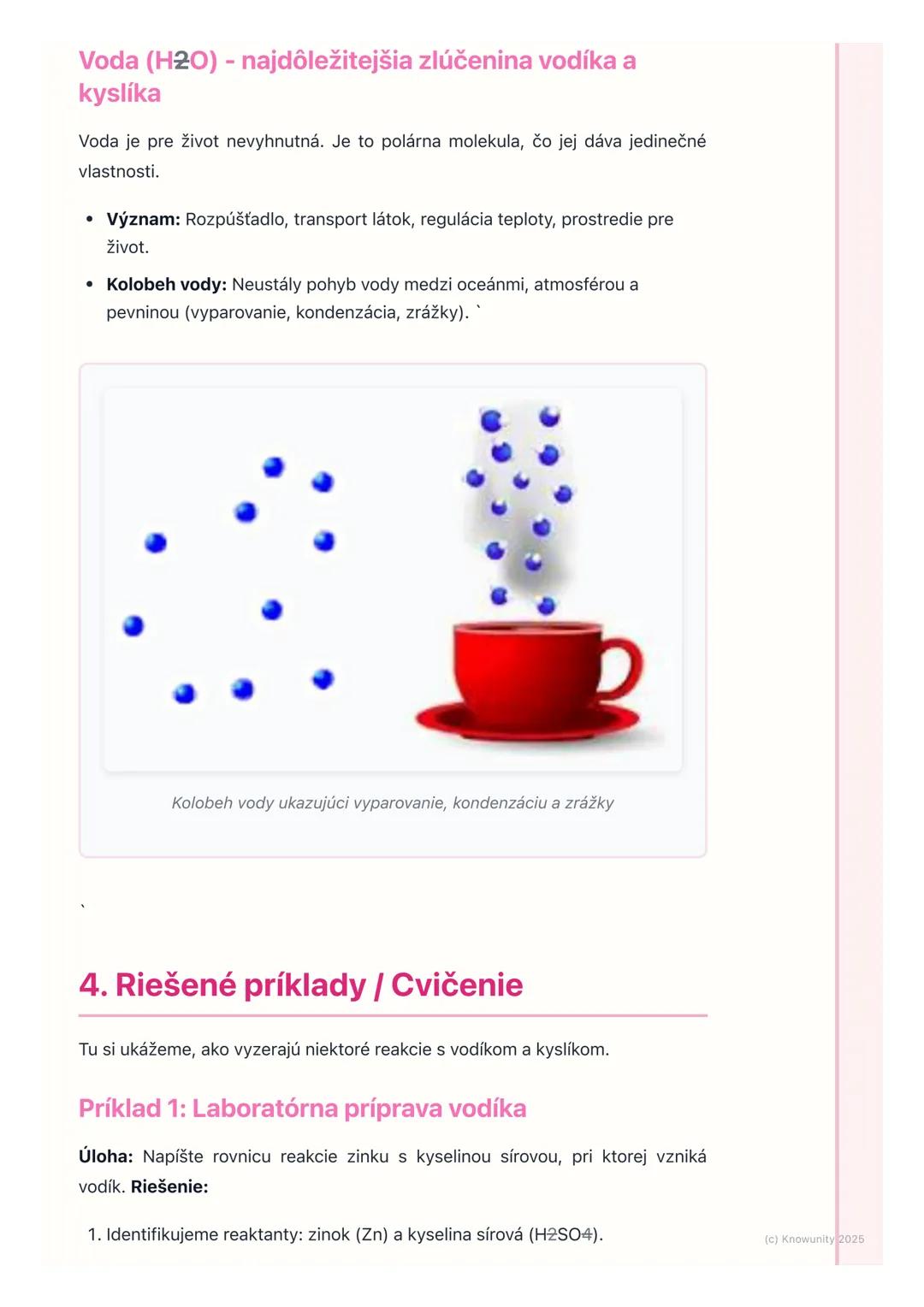 # Vodík a kyslík
## 1. Prehľad a úvod
Dnes si zopakujeme vodík a kyslík, dva z najdôležitejších a najrozšírenejších
prvkov vo vesmíre aj n
