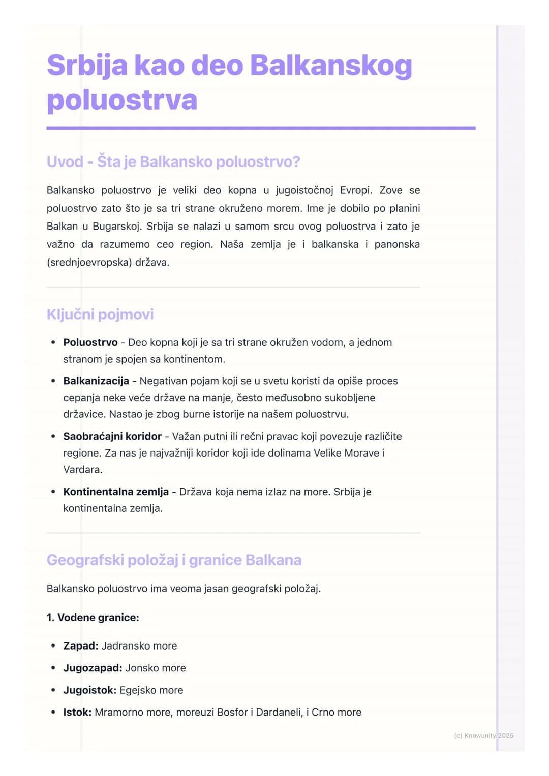 # Srbija kao deo Balkanskog
poluostrva
Uvod - Šta je Balkansko poluostrvo?
Balkansko poluostrvo je veliki deo kopna u jugoistočnoj Evropi.