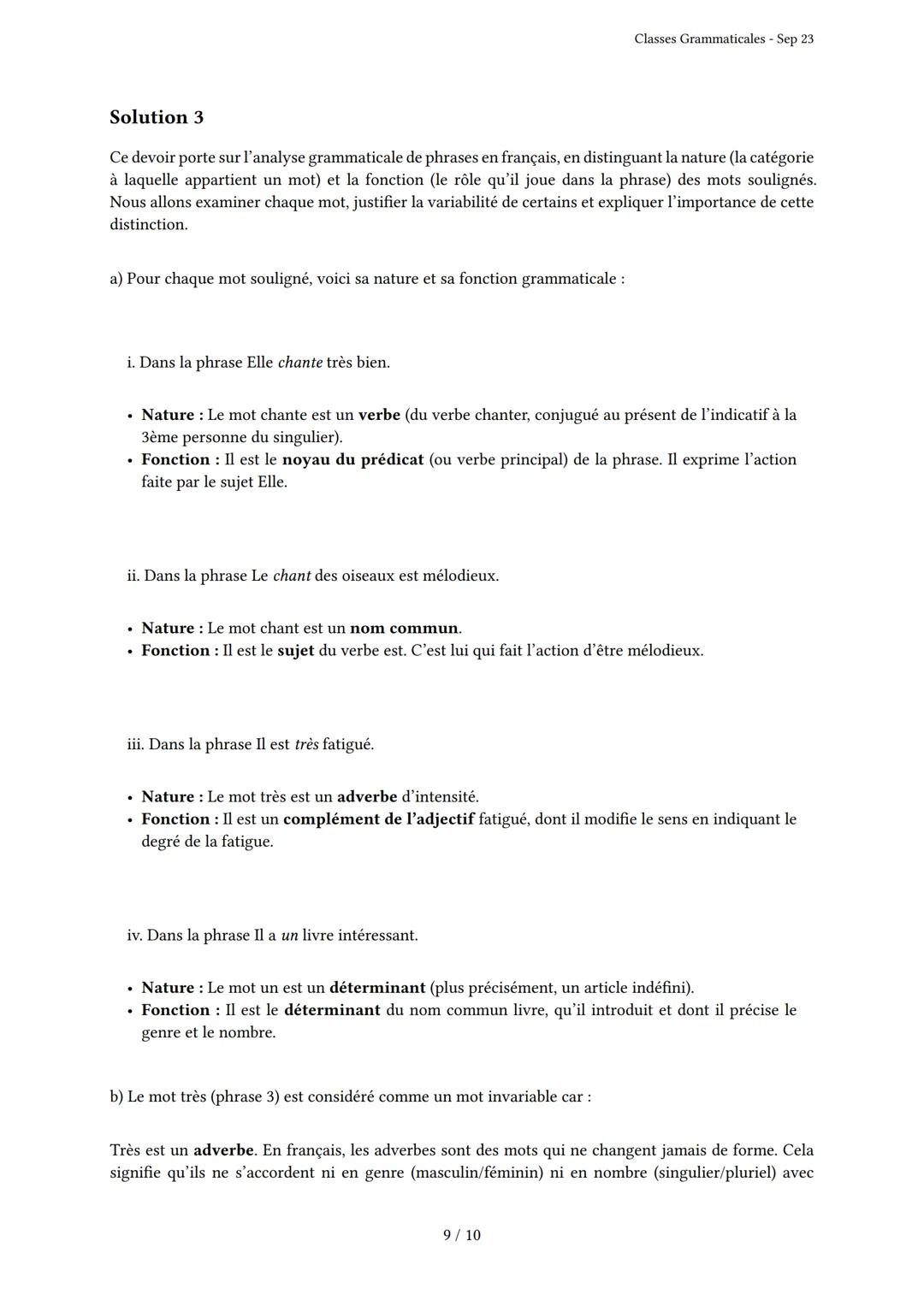 # Classes Grammaticales
Généré par Knowunity.fr - Sep 23
Description: Cet examen couvre les classes grammaticales et la nature des mots.